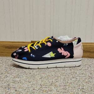 TT & MM Fabric Print Sneakers with Yellow Laces, Sz 38, US 7.5 Women's Italy New